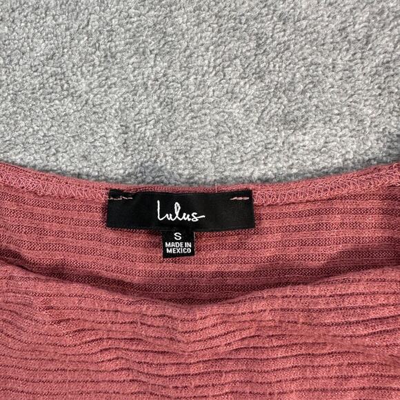 Lulus Quintessential Muse Mauve Ribbed Short Sleeve Top Women's Small - Picture 4 of 8